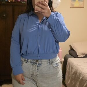 Express Size XL Blue Blouse Cropped